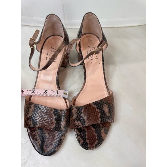 AGL Snake Embossed Block Heel Sandal - Brown Snake Print size 39.5/ US 9 - Picture 5 of 9